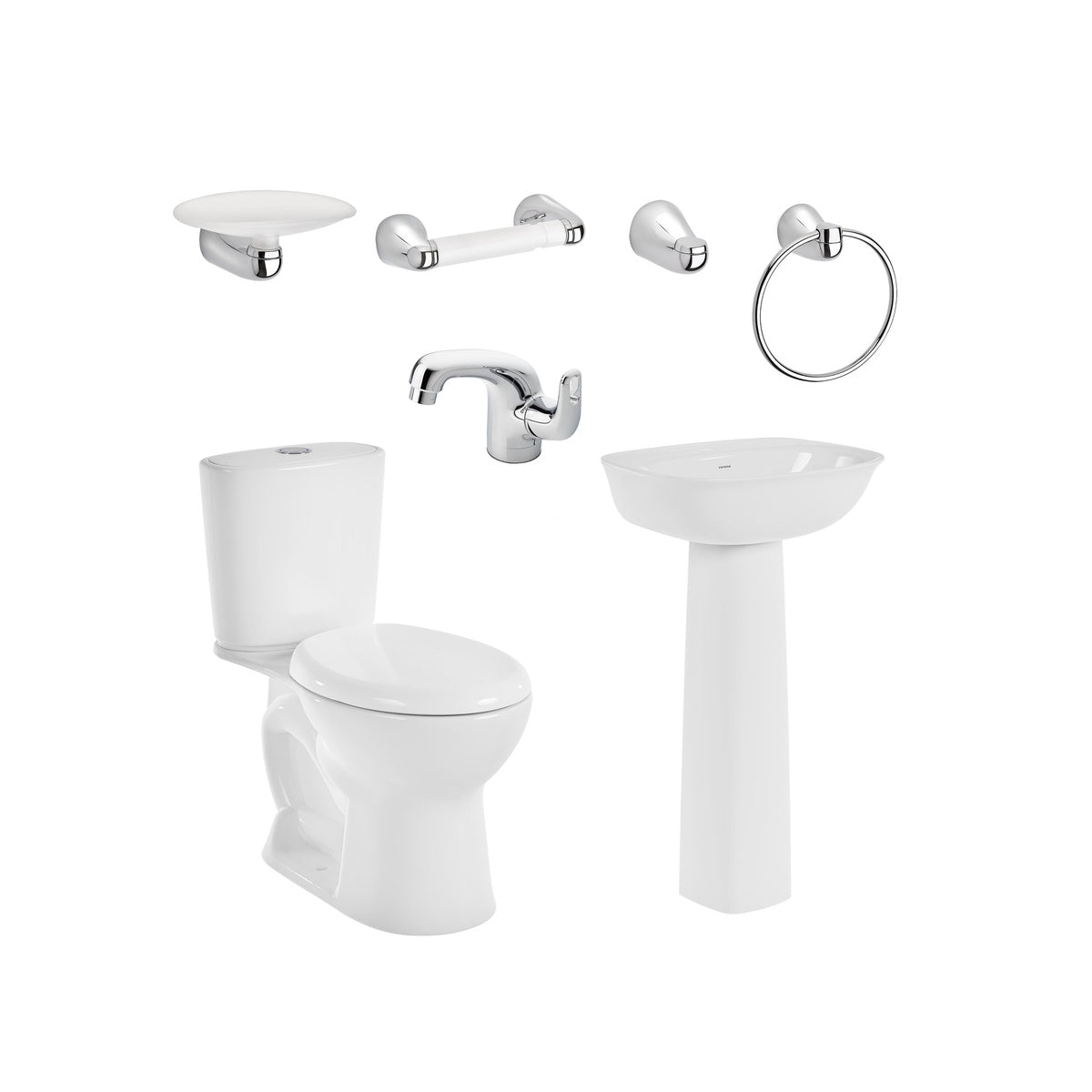 COMBO ALUVIA REDONDO CON PEDESTAL BLANCO