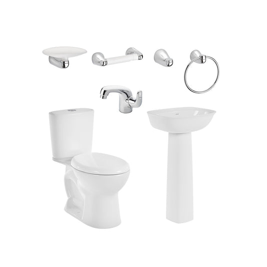 COMBO ALUVIA REDONDO CON PEDESTAL BLANCO